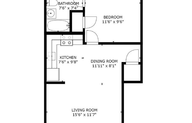 1 bed, 1 bath, 612 sqft, $1,035, Unit Apt 1