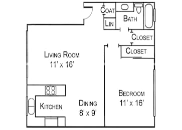 1 bed, 1 bath, 700 sqft, $2,188