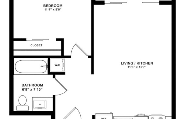 1 bed, 1 bath, 530 sqft, $1,399