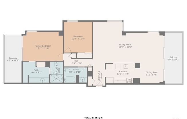 2 beds, 1.8 baths, 1,114 sqft, $5,400, Unit 1703