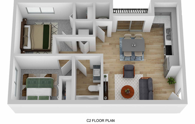 2 beds, 1 bath, 721 sqft, $1,755, Unit 202