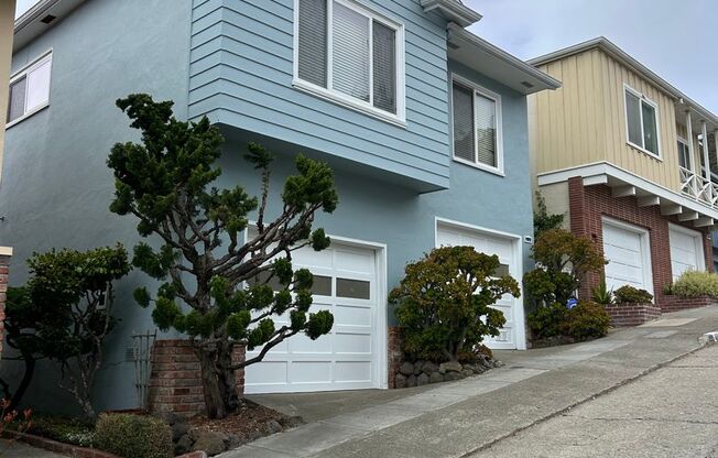 Rare Single Family Home in Forest Knolls with ocean views, back yard and large garage
