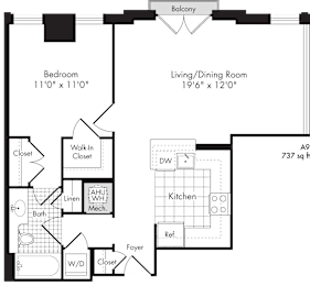 1 bed, 1 bath, 737 sqft, $2,341