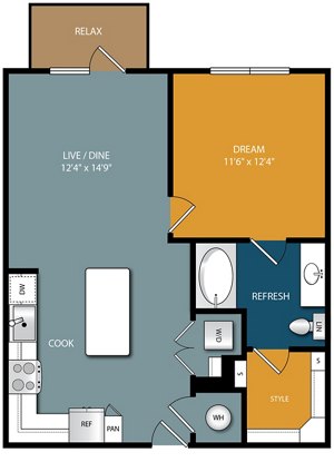1 bed, 1 bath, 725 sqft, $1,749