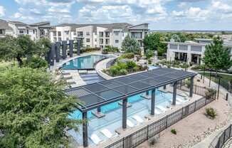 an aerial view of the swimming pool at The Allure apartments