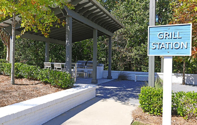 grill station at apartment community