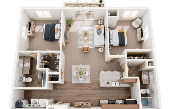 2 beds, 2 baths, 1,070 sqft, $1,350