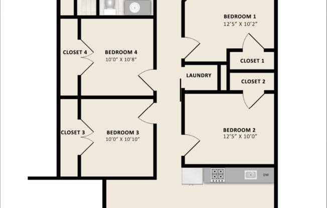 4 beds, 2 baths, 1,315 sqft, $2,499, Unit 326