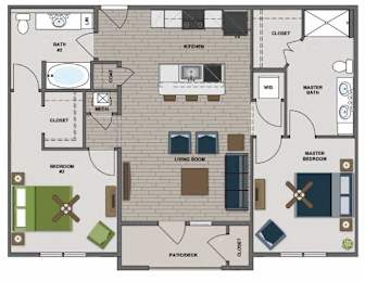 2 beds, 2 baths, 1,072 sqft, $1,757