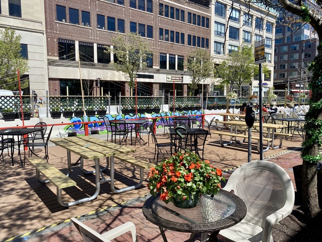 Patio at Veggie Galaxy in Central Square