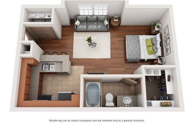 Studio, 1 bath, 516 sqft, $996