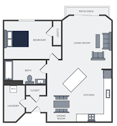 1 bed, 1 bath, 819 sqft, $1,035