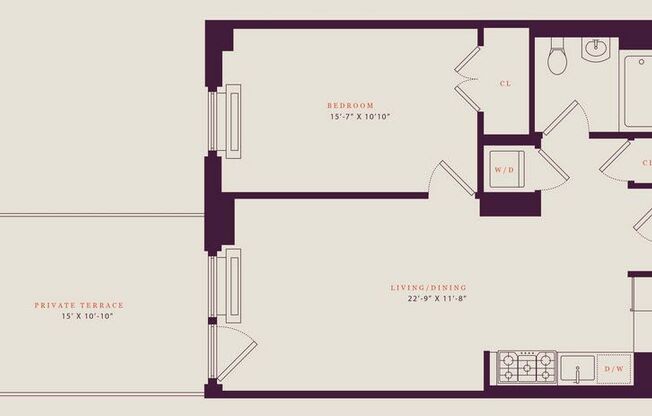 1 bed, 1 bath, 573 sqft, $7,710, Unit 2G