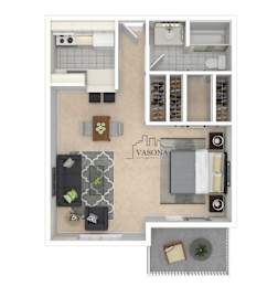 Studio, 1 bath, 547 sqft, $1,895