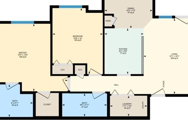 2 beds, 2 baths, 1,015 sqft, $1,450, Unit 11715- F202