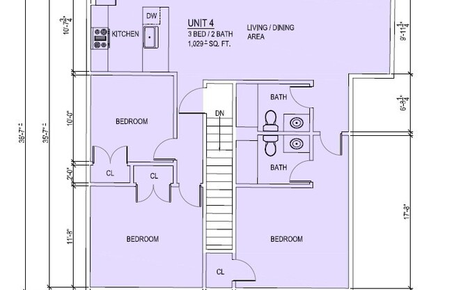 3 beds, 2 baths, 1,029 sqft, $3,100, Unit 2L