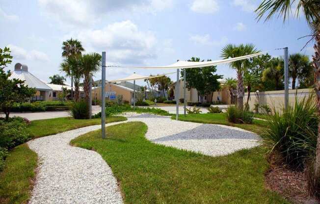 Walking paths and shaded areas at Coral Club, Bradenton, Florida