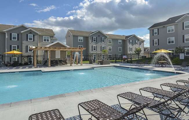 Outdoor Pool with Spacious Seating on Sundeck