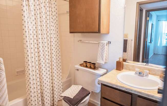 a bathroom with a sink toilet and bathtub