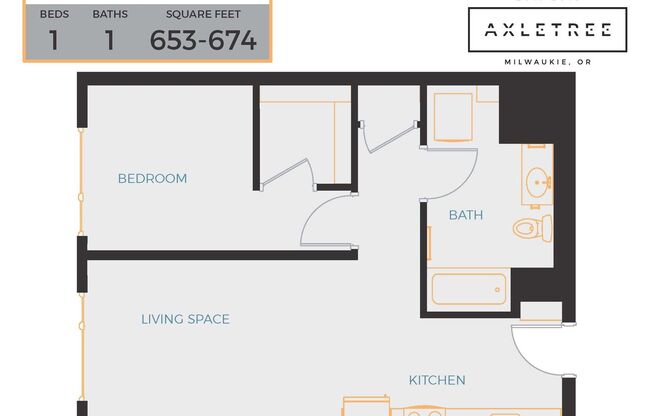 1 bed, 1 bath, 674 sqft, $1,672, Unit 326