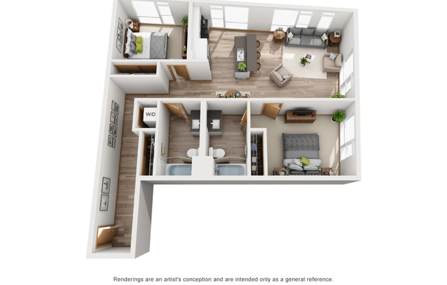 2 beds, 2 baths, 1,051 sqft, $3,142