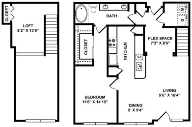 1 bed, 1 bath, 1,071 sqft, $2,275