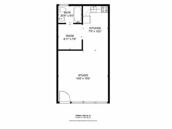 Studio, 1 bath, 475 sqft, $795