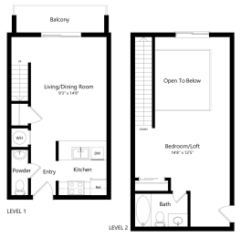 1 bed, 1.5 baths, 645 sqft, $1,154