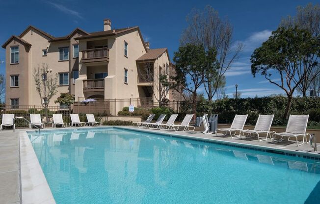 take a dip in our resort style swimming pool  at Seville at Gale Ranch, California