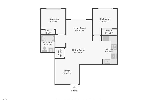 2 beds, 1 bath, 687 sqft, $1,950, Unit B104