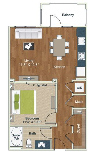 Studio, 1 bath, 669 sqft, $1,406