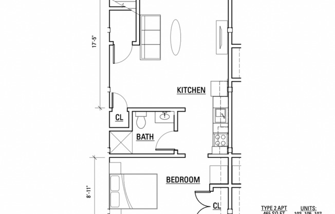 1 bed, 1 bath, 465 sqft, $1,081, Unit Apt 109
