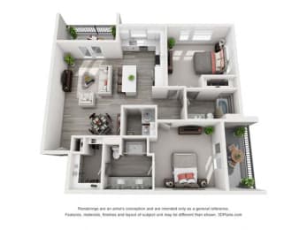 2 beds, 2 baths, 1,246 sqft, $2,264