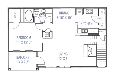 1 bed, 1 bath, 778 sqft, $2,168