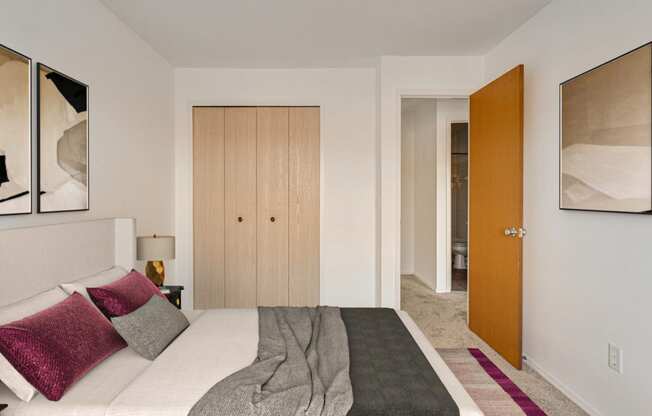 Lily Layout Bedroom with Closet at The Harbours Apartments, MI