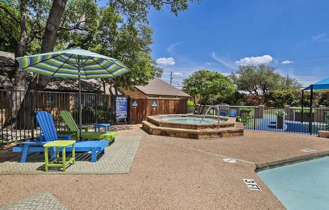 our apartments have a community pool and hot tub