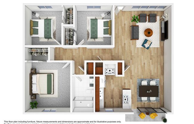 3 beds, 1 bath, 990 sqft, $1,755, Unit 60