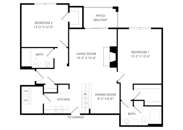2 beds, 2 baths, 1,129 sqft, $1,295