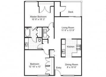 2 beds, 1 bath, 1,020 sqft, $1,230