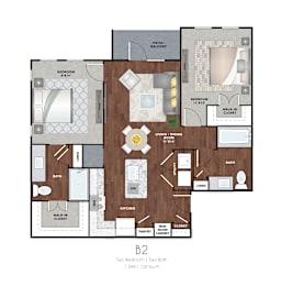 2 beds, 2 baths, 1,099 sqft, $2,064