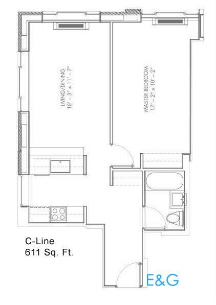 1 bed, 1 bath, 654 sqft, $2,600, Unit 7C