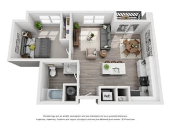 1 bed, 1 bath, 681 sqft, $1,459