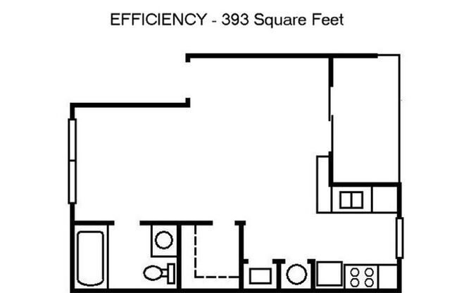 Studio, 1 bath, 393 sqft, $975, Unit 316