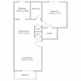 1 bed, 1 bath, 735 sqft, $853