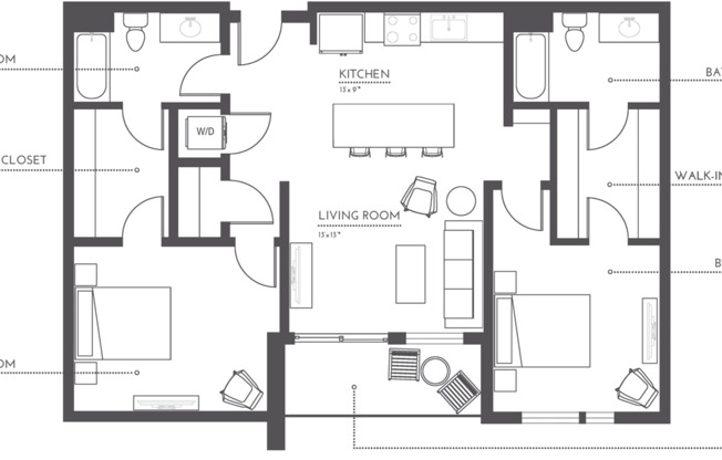 2 beds, 2 baths, 1,127 sqft, $2,530, Unit 522