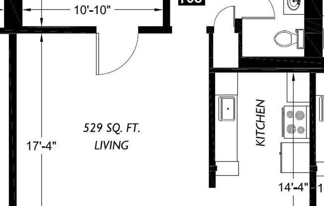 Studio, 1 bath, 454 sqft, $1,545, Unit 108