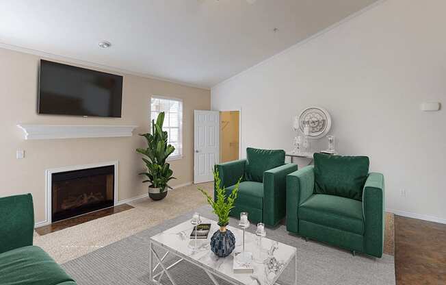 apartment Living Room with Fireplace