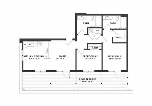2 beds, 2 baths, 831 sqft, $2,170