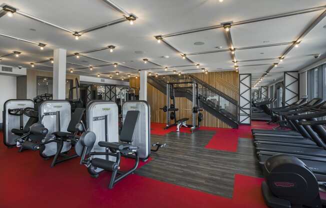 spacious fitness center at Core Apartments