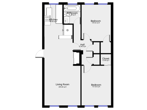 2 beds, 1 bath, 975 sqft, $1,550, Unit 1394-15